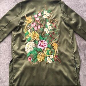 RIVER ISLAND | Green embroidered kimono duster / size small